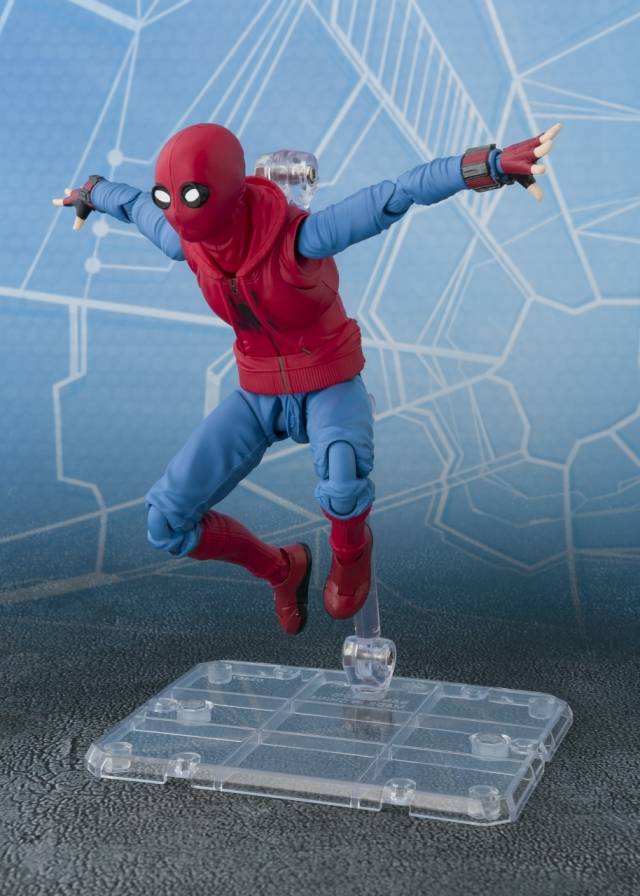 Spider-Man Homemade Suit Version and Tamashii Option Act Wall S.H. Figuarts | Bandai Tamashii Nations | Marvel