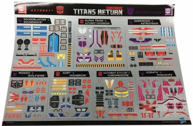 Soundwave Astrotrain and Alpha Trion Exclusive Sticker Set Leader Class  | Transformers Generations Titans Return
