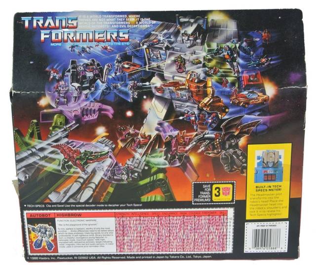 Highbrow Headmaster Vintage Transformers G1