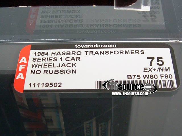 Wheeljack Pre Rub Version AFA 75 G1 Car Vintage Transformers G1