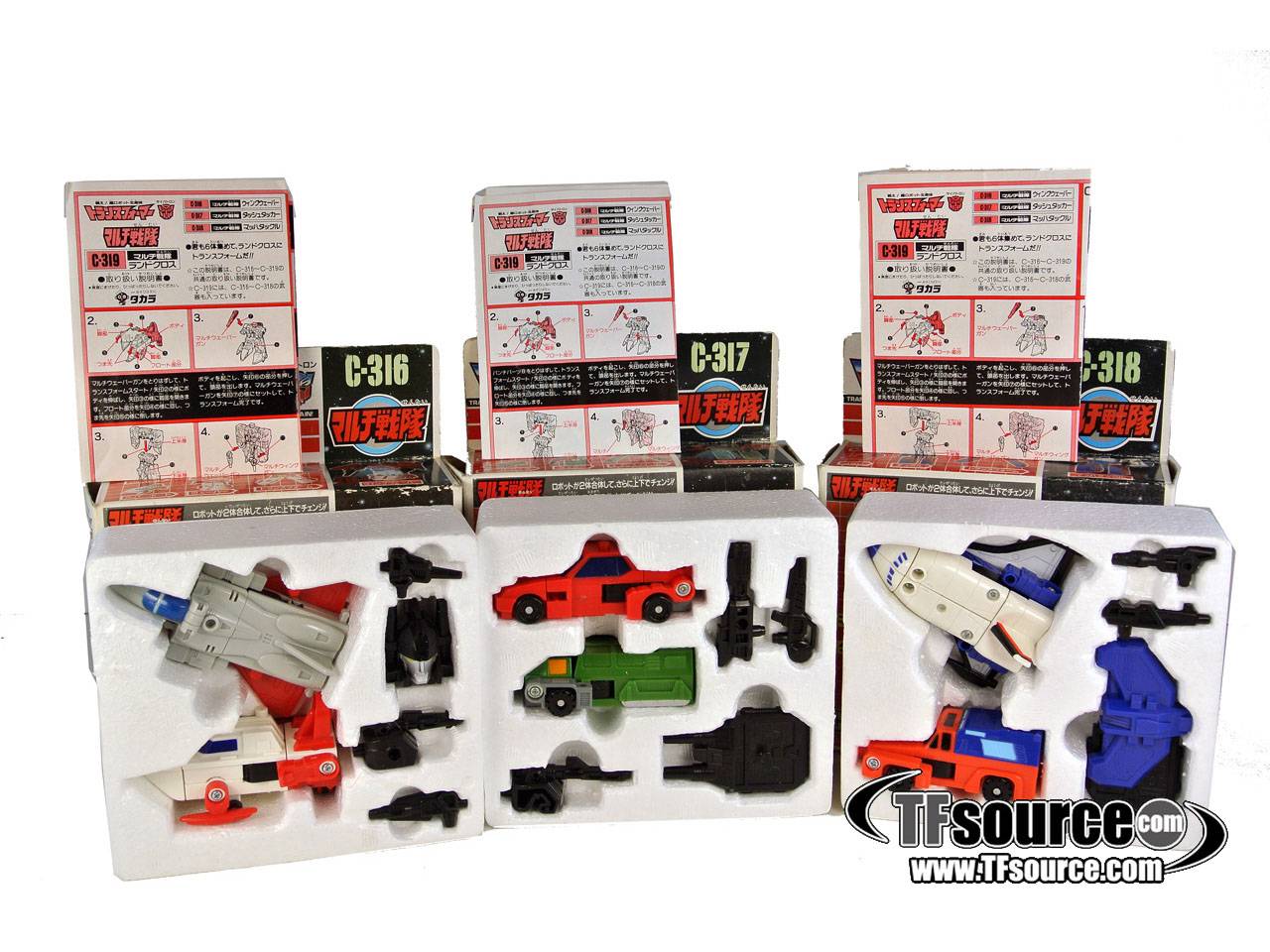 C-316 C-317 C-318 Landcross Set of 3  Combiner | Vintage Japanese G1 Transformers