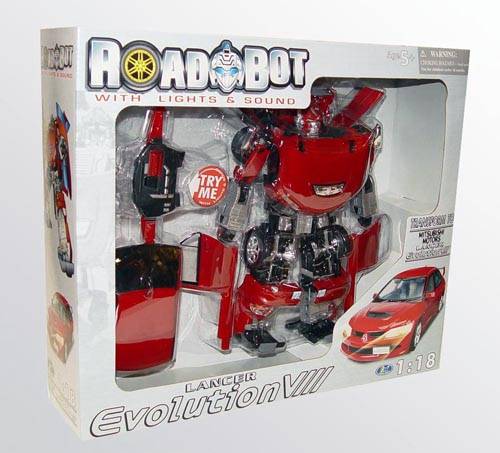 Mitsubishi Lancer Evolution VIII  1/18 Scale | Transforming Roadbots Happy Well