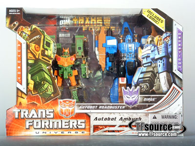 Voyager Class Roadbuster vs. Dirge Autobot Ambush Set of 2 | Transformers Universe