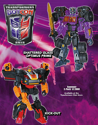 Optimus Prime and Kick-Out Shattered Glass Botcon Exclusive | Transformers Convention Botcon 2012