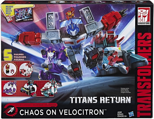 Chaos on Velocitron 5 Pack Action Figure Set | Transformers Titans Return