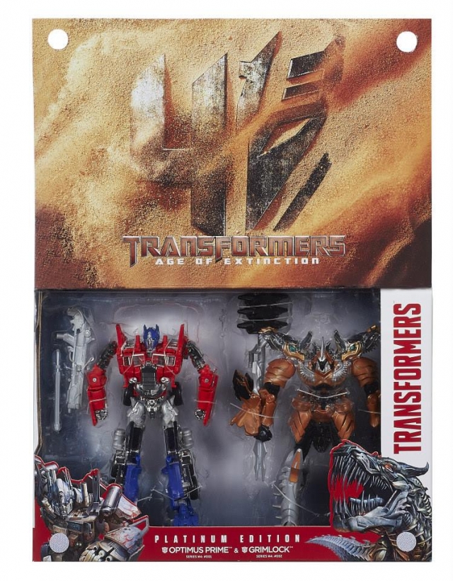 Voyager Class Optimus Prime Evasion Mode and Grimlock Set of 2 | Transformers 4 Age of Extinction AOE Platinum Edition