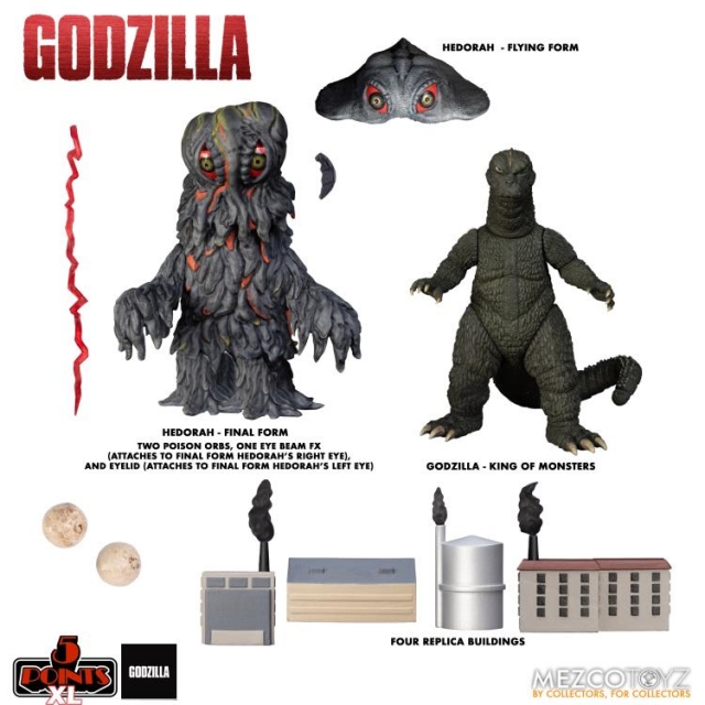 Godzilla and Hedorah Final and Flying Forms 5 Points XL | Godzilla vs Hedorah | Mezco Toyz