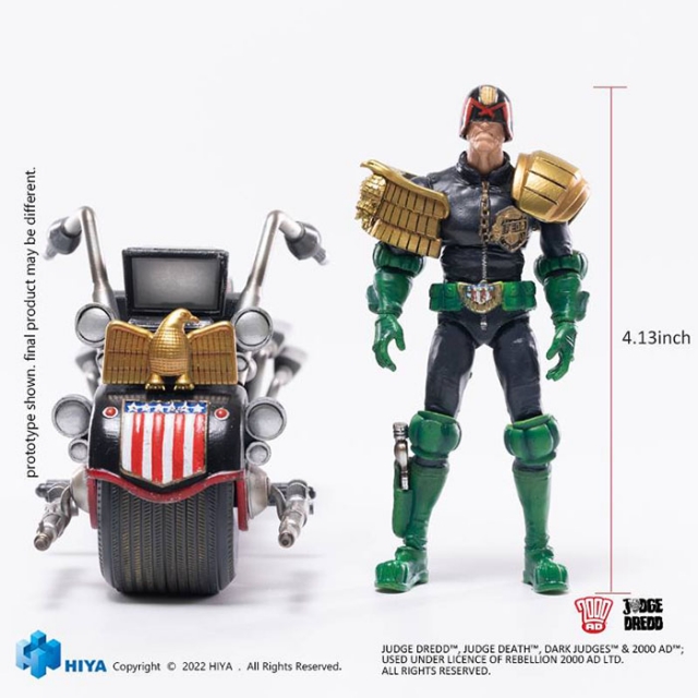 Judge Dredd & Lawmaster Mark II PX Previews Exclusive 1:18 Scale | 2000 A.D. Judge Dredd | Hiya Toys