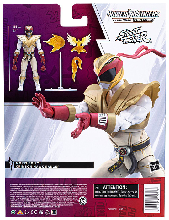 Crimson Hawk Ryu 6-inch Scale Lightning Collection | Power Rangers x Street Fighter | Hasbro
