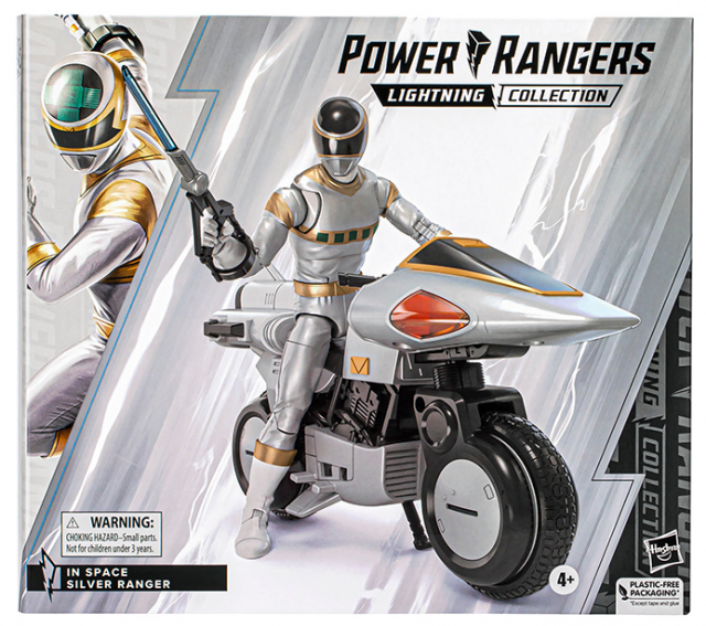 Silver Ranger and Silver Cycle Deluxe 6-inch Scale Lightning Collection | Power Rangers In Space | Hasbro