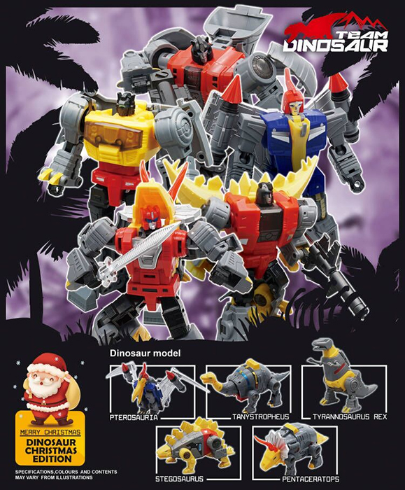 Team Dinosaur Christmas Edition Set of 5 | Mech Fans Toys