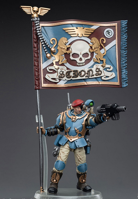 Astra Militarum Tempestus Scions Command Squad 55th Kappic Eagles Banner Bearer 1/18 Scale | Warhammer 40K | Joy Toy