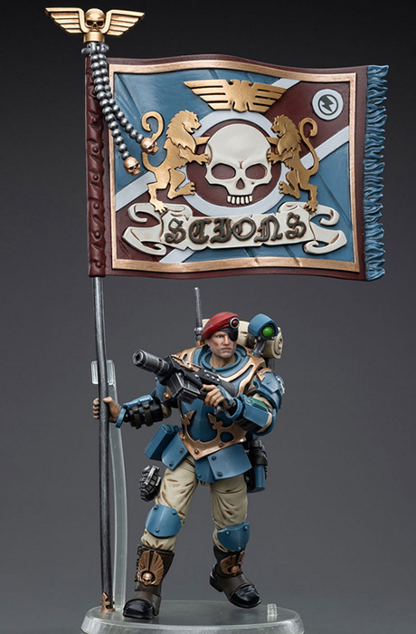 Astra Militarum Tempestus Scions Command Squad 55th Kappic Eagles Banner Bearer 1/18 Scale | Warhammer 40K | Joy Toy