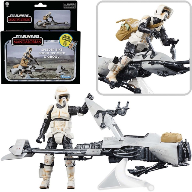 Speeder Bike with Scout Trooper and Grogu 3.75-Inch Scale | The Mandalorian | Star Wars The Vintage Collection
