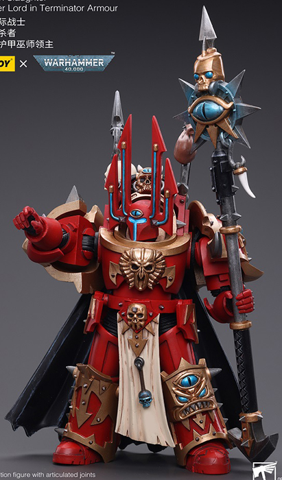Chaos Space Marines Crimson Slaughter Sorcerer Lord in Terminator Armour 1/18 Scale | Warhammer 40K | Joy Toy 