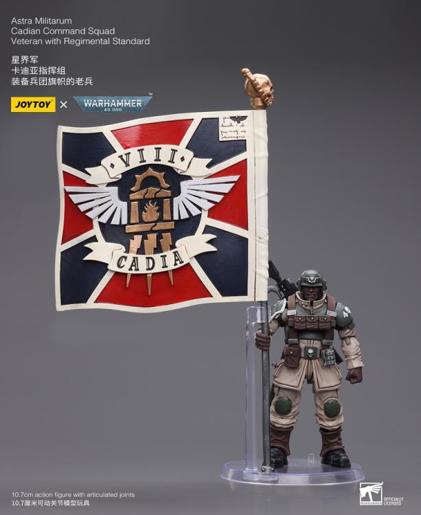 Astra Militarum Cadian Command Squad Veteran with Regimental Standard 1/18 Scale | Warhammer 40K | Joy Toy