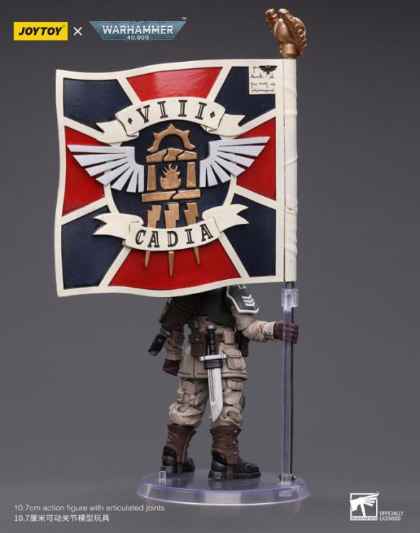 Astra Militarum Cadian Command Squad Veteran with Regimental Standard 1/18 Scale | Warhammer 40K | Joy Toy