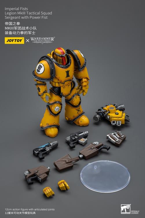 Imperial Fists Legion MkIII Tactical Squad Sergeant with Power Fist 1/18 Scale | Warhammer 40K: The Horus Heresy | Joy Toy