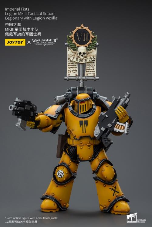 Imperial Fists Legion MkIII Tactical Squad Legionary with Legion Vexilla 1/18 Scale | Warhammer 40K: The Horus Heresy | Joy Toy