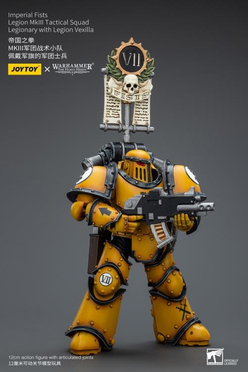 Imperial Fists Legion MkIII Tactical Squad Legionary with Legion Vexilla 1/18 Scale | Warhammer 40K: The Horus Heresy | Joy Toy
