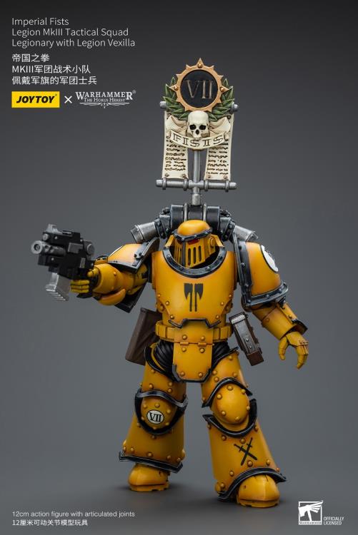 Imperial Fists Legion MkIII Tactical Squad Legionary with Legion Vexilla 1/18 Scale | Warhammer 40K: The Horus Heresy | Joy Toy