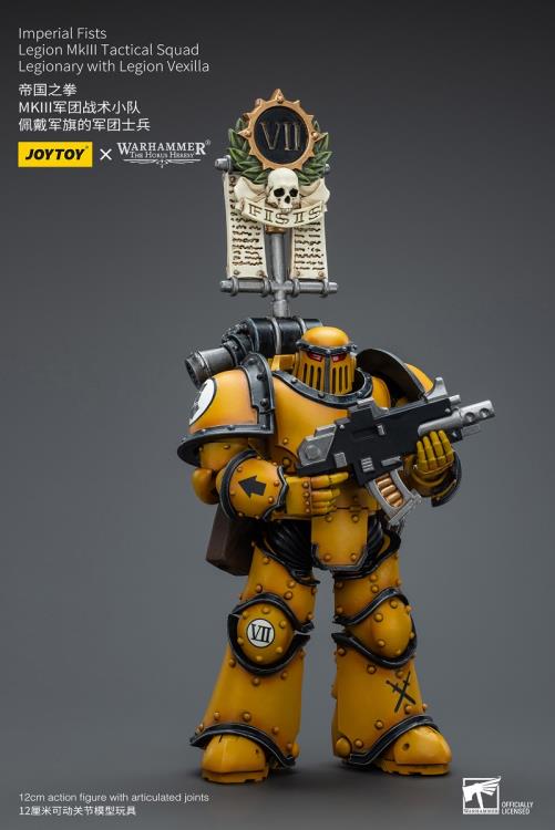 Imperial Fists Legion MkIII Tactical Squad Legionary with Legion Vexilla 1/18 Scale | Warhammer 40K: The Horus Heresy | Joy Toy