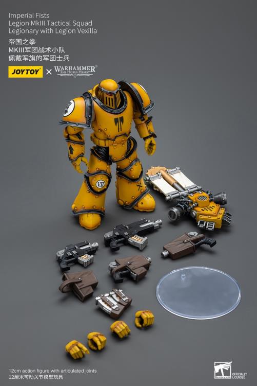 Imperial Fists Legion MkIII Tactical Squad Legionary with Legion Vexilla 1/18 Scale | Warhammer 40K: The Horus Heresy | Joy Toy