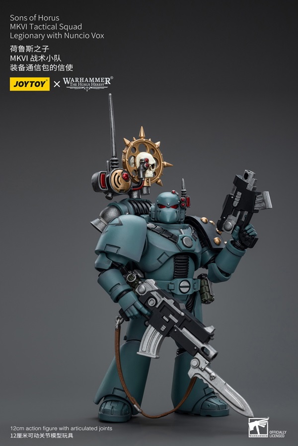 Sons of Horus MKVI Tactical Squad Legionary with Nuncio Vox 1/18 Scale | Warhammer 40K: The Horus Heresy | Joy Toy