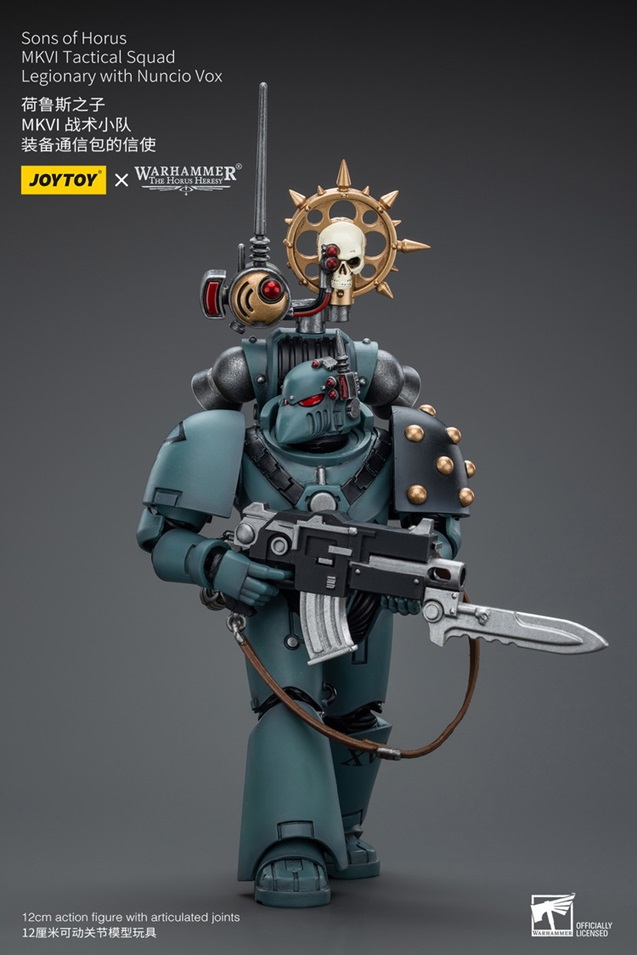 Sons of Horus MKVI Tactical Squad Legionary with Nuncio Vox 1/18 Scale | Warhammer 40K: The Horus Heresy | Joy Toy