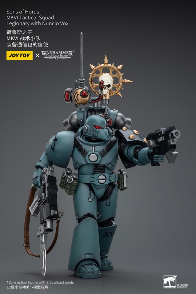 Sons of Horus MKVI Tactical Squad Legionary with Nuncio Vox 1/18 Scale | Warhammer 40K: The Horus Heresy | Joy Toy