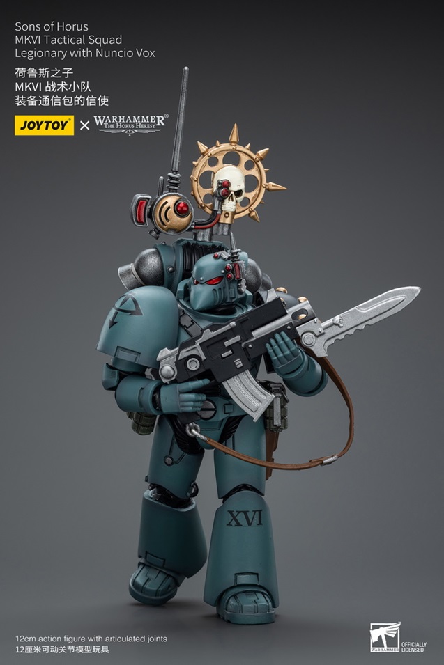 Sons of Horus MKVI Tactical Squad Legionary with Nuncio Vox 1/18 Scale | Warhammer 40K: The Horus Heresy | Joy Toy
