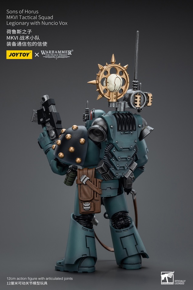 Sons of Horus MKVI Tactical Squad Legionary with Nuncio Vox 1/18 Scale | Warhammer 40K: The Horus Heresy | Joy Toy