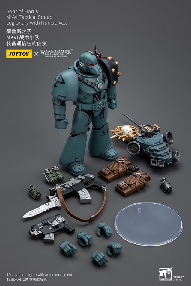 Sons of Horus MKVI Tactical Squad Legionary with Nuncio Vox 1/18 Scale | Warhammer 40K: The Horus Heresy | Joy Toy