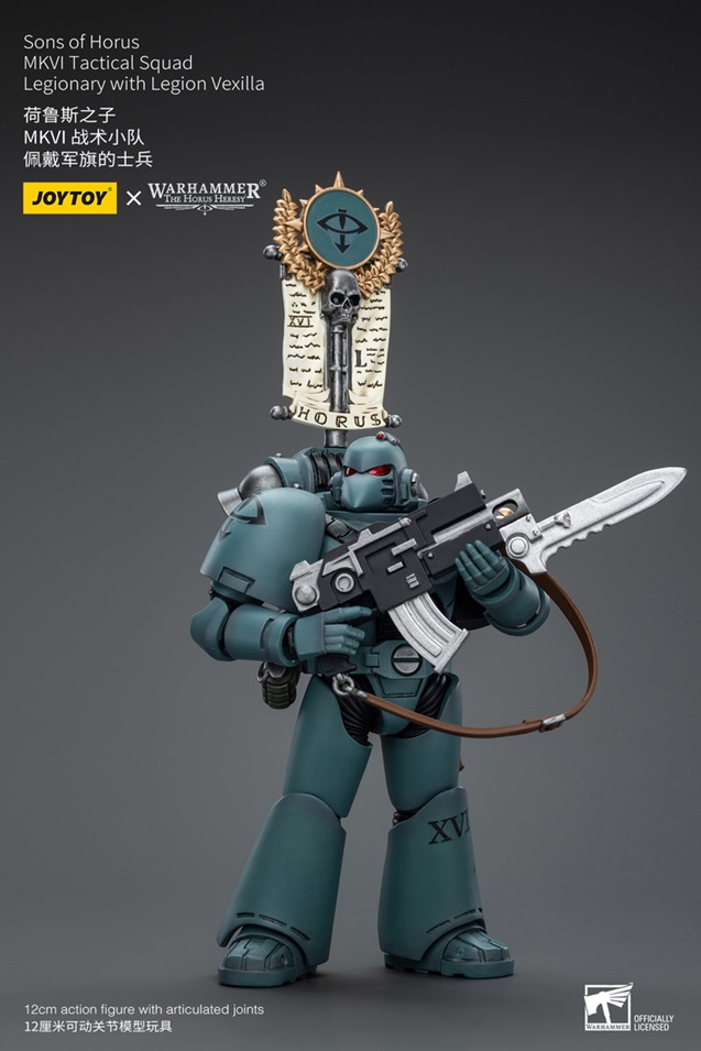 Sons of Horus MKVI Tactical Squad Legionary with Legion Vexilla 1/18 Scale | Warhammer 40K: The Horus Heresy | Joy Toy