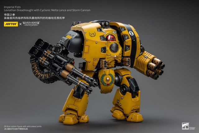 Imperial Fists Leviathan Dreadnought with Cyclonic Melta Lance and Storm Cannon 1/18 Scale | Warhammer 40K | Joy Toy