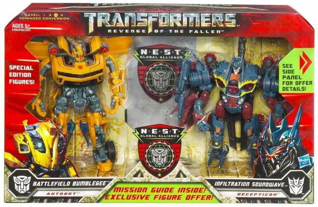 Deluxe Class Battlefield Bumblebee Vs. Infiltration Soundwave NEST National Battle Pack | Transformers 2 ROTF Revenge of the Fallen