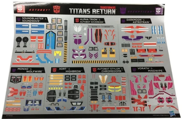 Soundwave Astrotrain and Alpha Trion Exclusive Sticker Set Leader Class  | Transformers Generations Titans Return