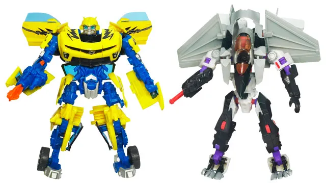 Crash Landing Attack Exclusive Bumblebee vs Thrust  Deluxe Class | Transformers Hunt for the Decepticons HFTD