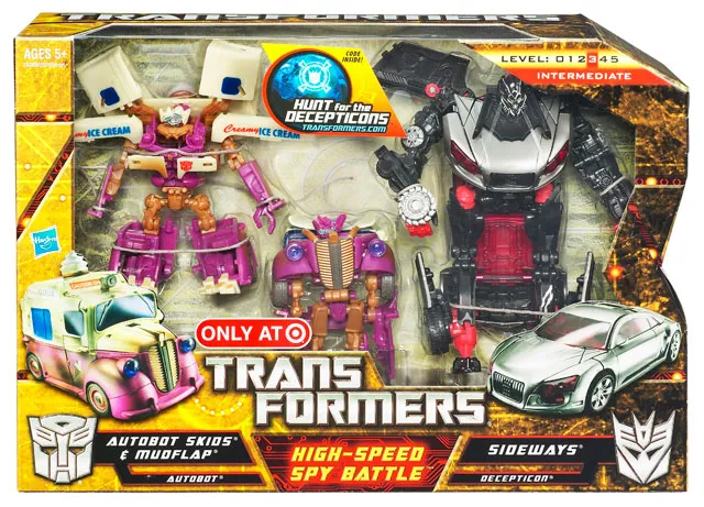 High-Speed Spy Battle Exclusive Skids and Mudflap vs Sideways Deluxe Class | Transformers Hunt for the Decepticons HFTD