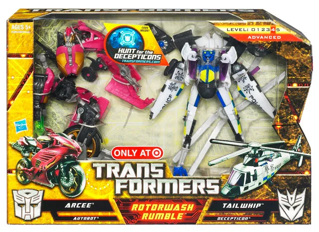 Rotorwash Rumble Exclusive Arcee vs Rumble  Deluxe Class | Transformers Hunt for the Decepticons HFTD