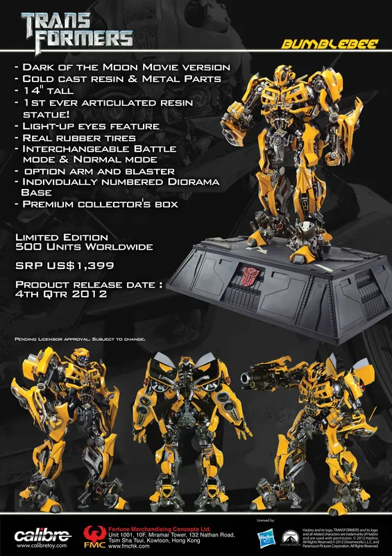 Bumblebee Statue 14-in tall Limited Edition | Transformers 3 DOTM Dark of the Moon