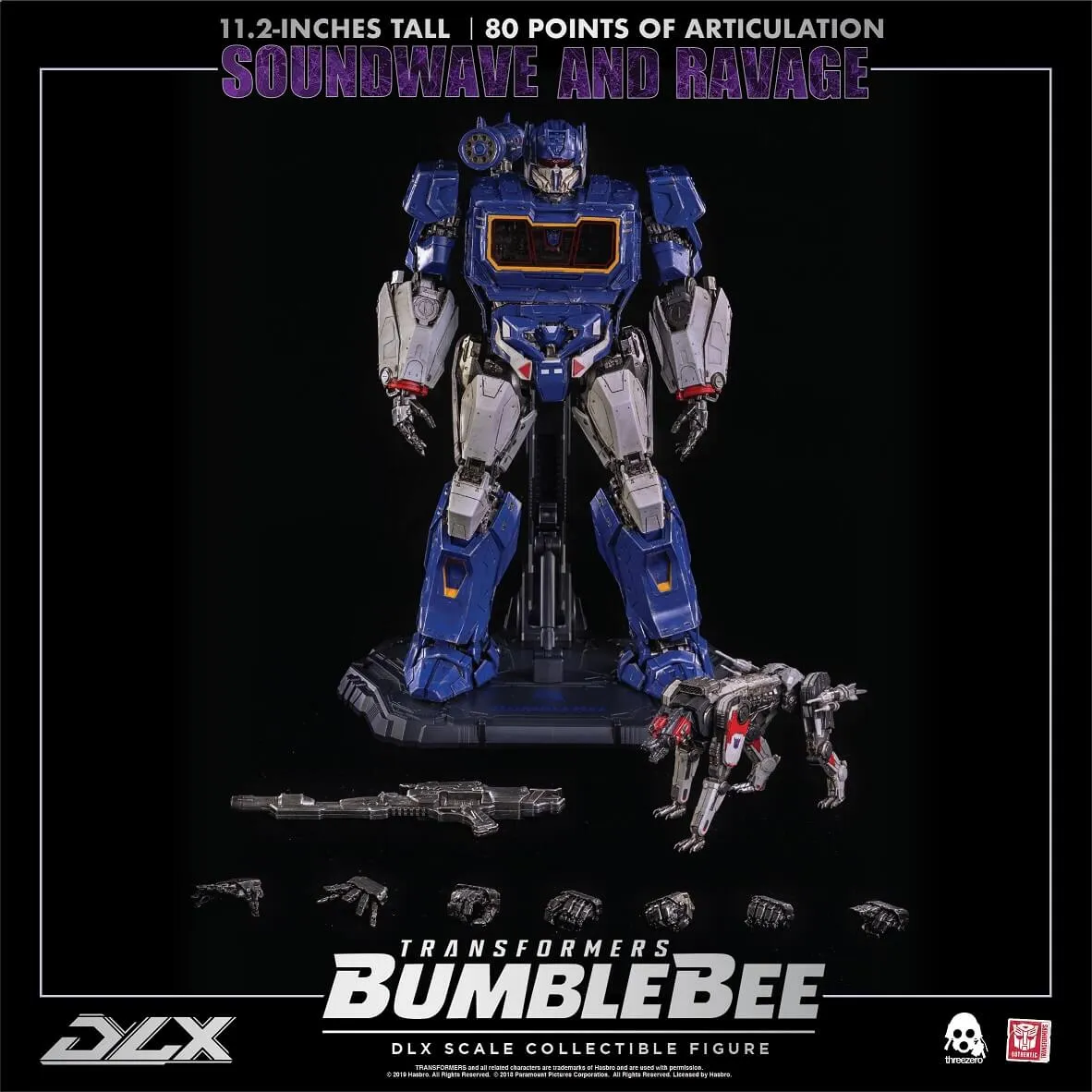 Soundwave and Ravage Collectible Figure DLX Scale Collectible Figure | Transformers: Bumblebee | threezero