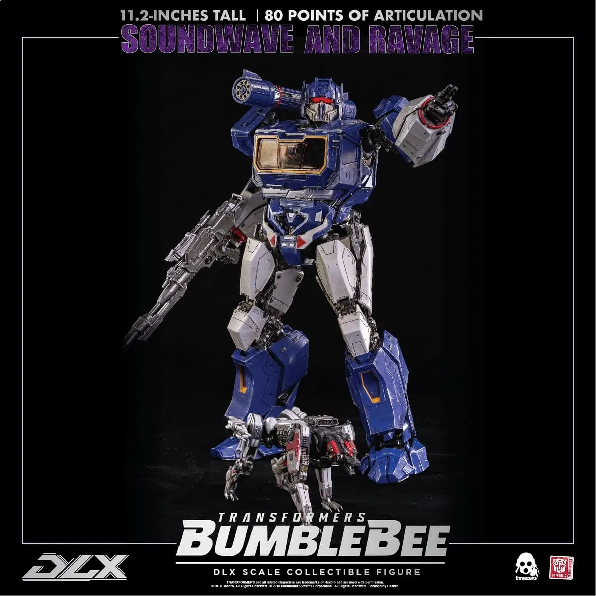 Soundwave and Ravage Collectible Figure DLX Scale Collectible Figure | Transformers: Bumblebee | threezero