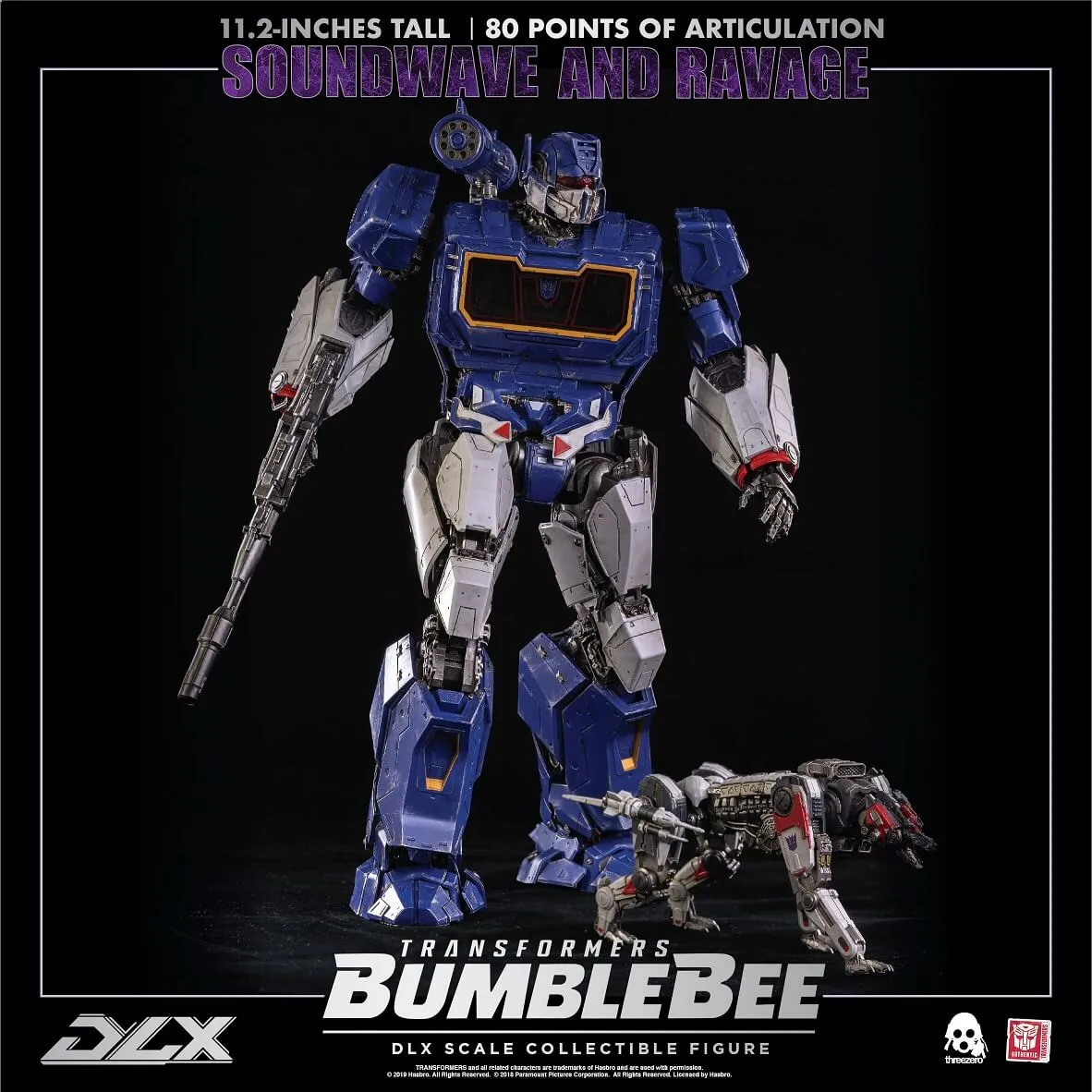 Soundwave and Ravage Collectible Figure DLX Scale Collectible Figure | Transformers: Bumblebee | threezero