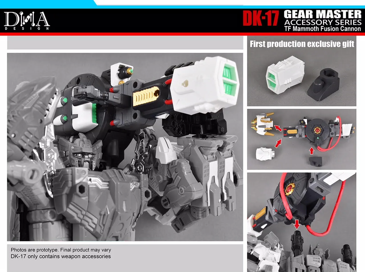 DK-17 Upgrade Kit with Mammoth Fusion Cannon for Transformers Encore Big Convoy | Dna Design | Upgrade Kit