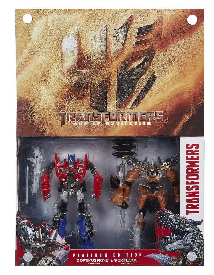 Voyager Class Optimus Prime Evasion Mode and Grimlock Set of 2 | Transformers 4 Age of Extinction AOE Platinum Edition