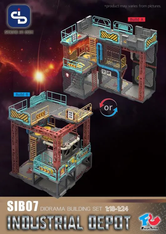 SIB-07 Industrial Depot Diorama Building Set | Scene in Box | Fresh Retro