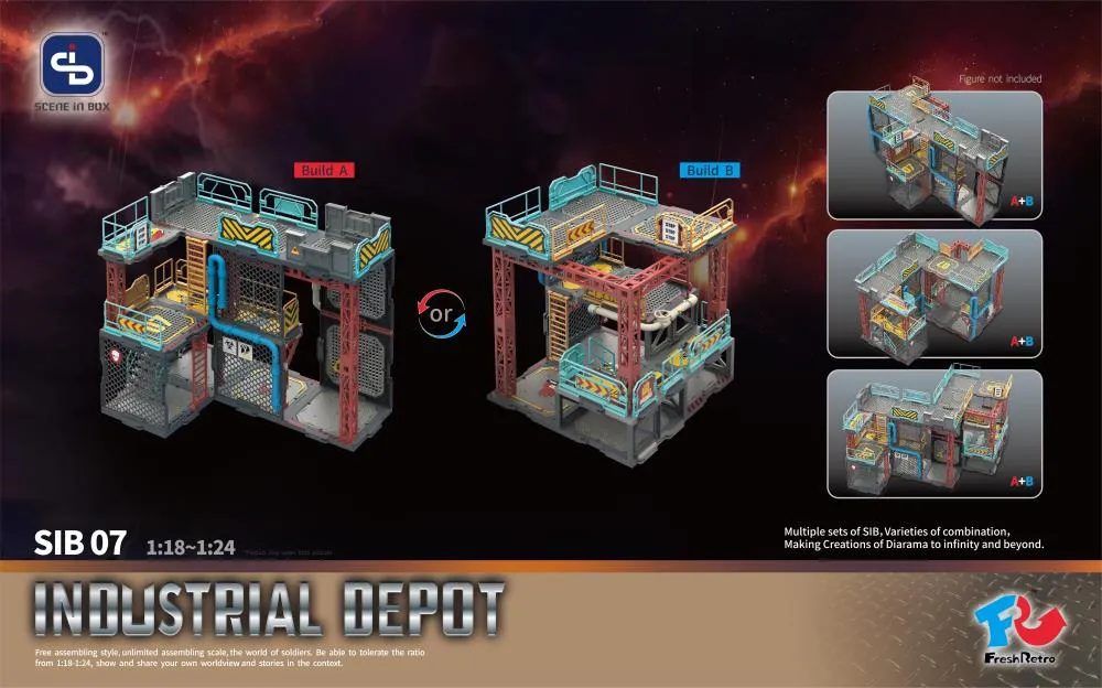 SIB-07 Industrial Depot Diorama Building Set | Scene in Box | Fresh Retro
