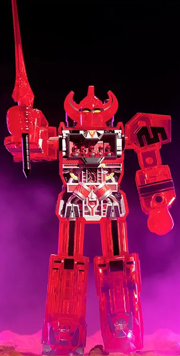 Megazord Clear Red Version Super Cyborg | Mighty Morphin Power Rangers | Super7