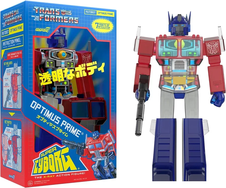 Optimus Prime Clear Red and Blue Version Super Cyborg | Transformers | Super 7